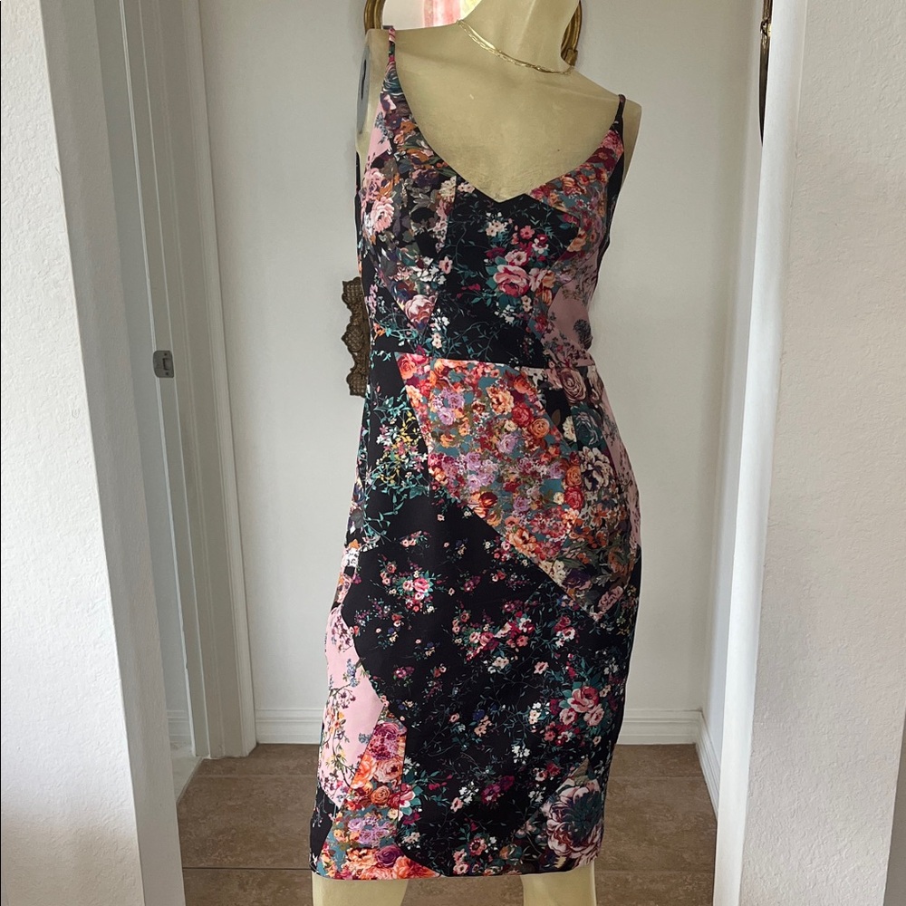 Black Halo Multicolor Floral Midi Dress